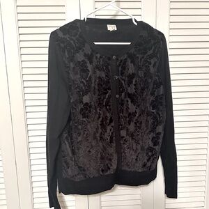 A New Day black cardigan with velvet appliqué